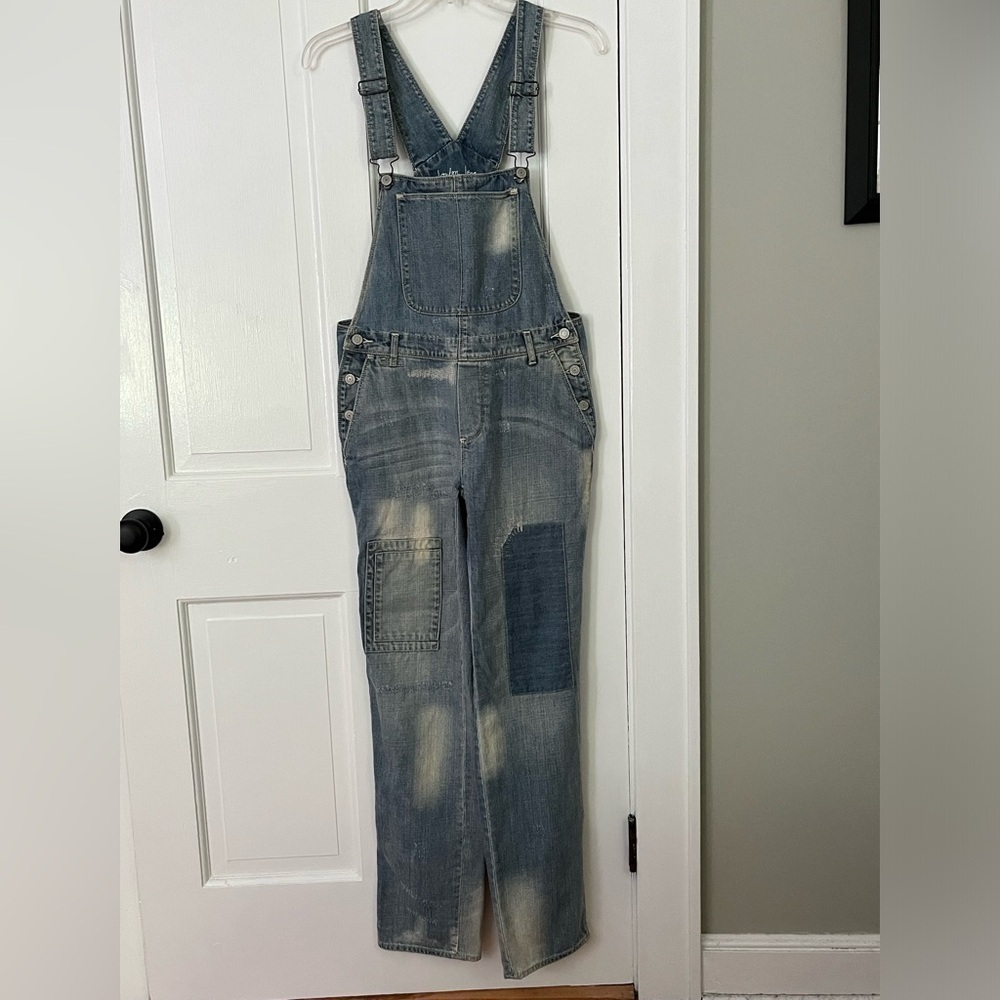London Jean Denim Distressed Patched Overalls Farmer Jeans Size 0 Loose fitted